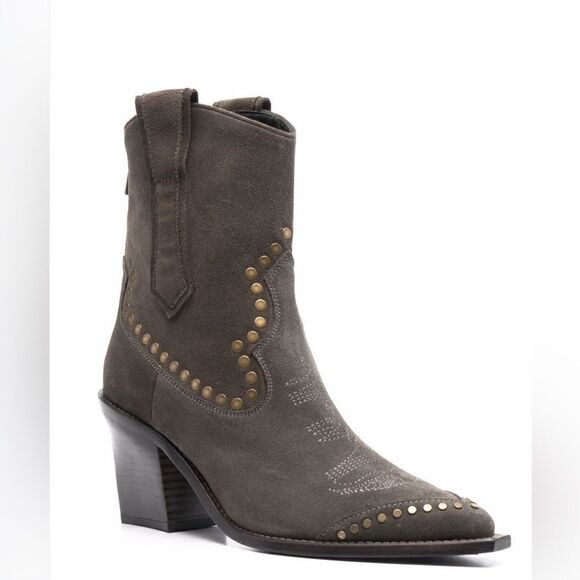 Zadig & Voltaire Cara pointed suede boots in khaki size FR 40/US 9 NEW $798 - Picture 3 of 14